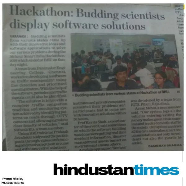 Newspaper clipping from Hindustan Times (English)