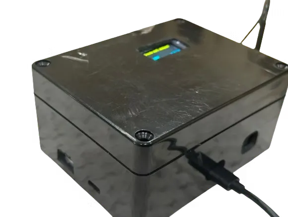 Sky BMS hardware enclosure — front angle view with LCD display