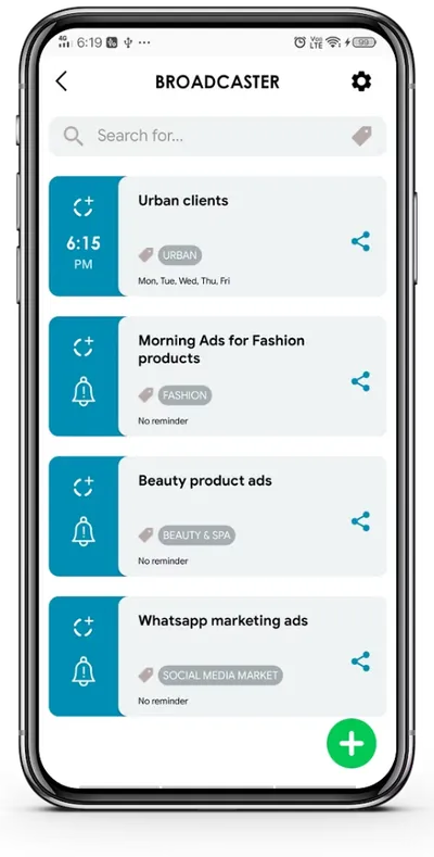 Broadcaster — bulk messaging with scheduled broadcasts