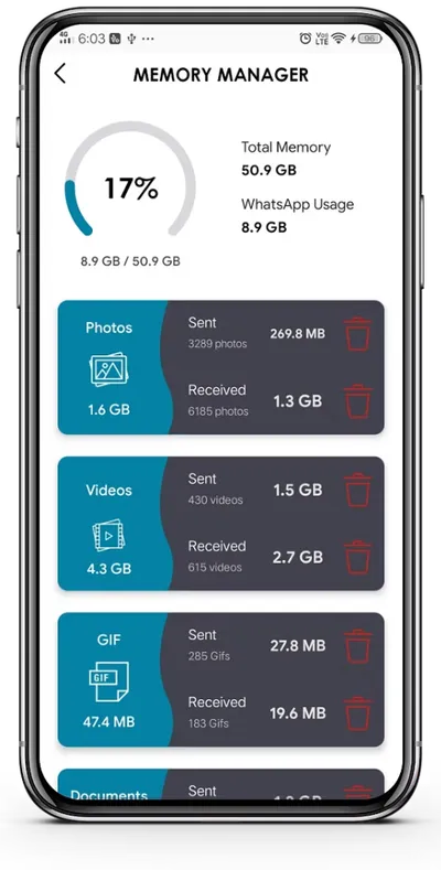 Memory Manager — real-time storage analytics and cleanup